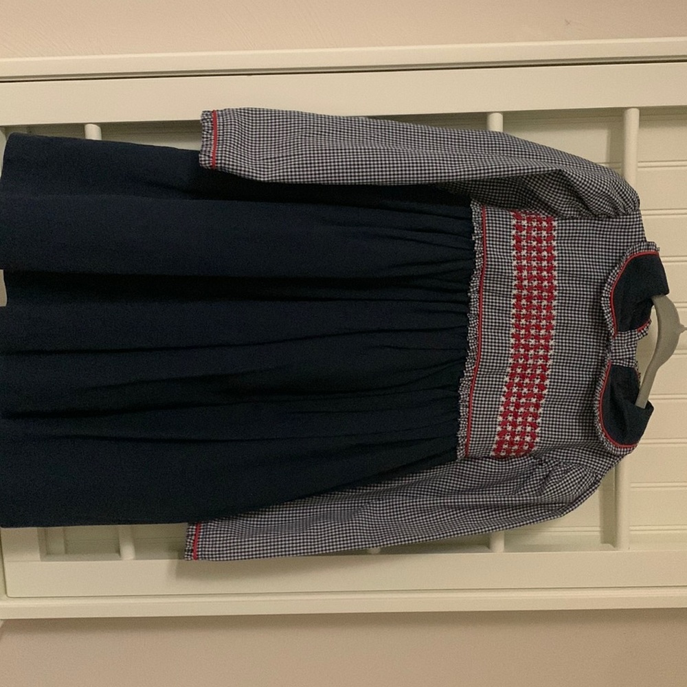 Vintage Will’Beth gingham navy and embroidered dress size 4T